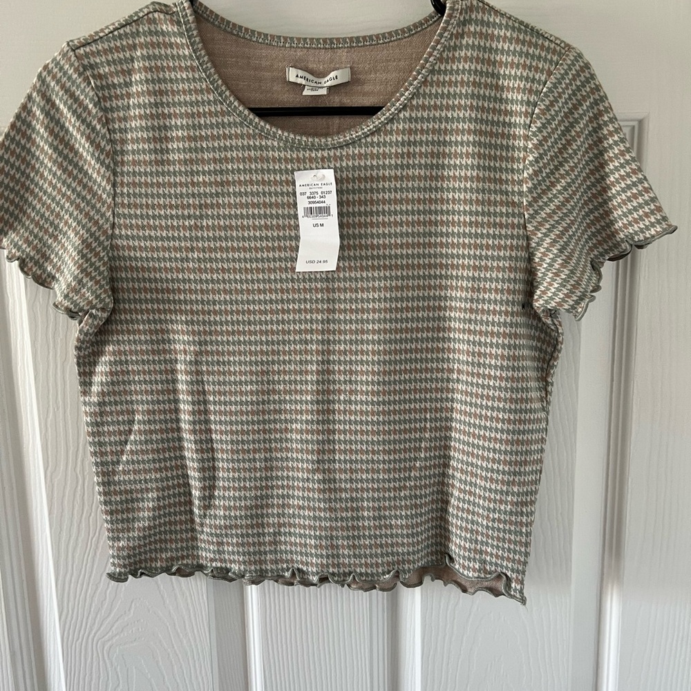 Americana Eagle  Green Houndstooth Women's Top